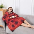 thumbnail image 5 of Oversized Wearable Blanket Hoodie,Red Cheetah Leopard Pattern Sherpa Blanket Hoodie with Super Pockets,Super Warm Fuzzy Pullover for Women & Men, 5 of 6