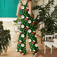 thumbnail image 4 of Jumpsuits for Women Christmas Print Button Front with Pocket Rompers for Women,Green,S, 4 of 6
