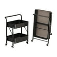 thumbnail image 1 of LKJJLIQ 2 Tiers Plastic Rolling Utility Cart with Wheels, Multi Functional Storage Trolley Mobile Shelf Rolling Storage Cart Organizer for Office Living Room Kitchen, 1 of 5