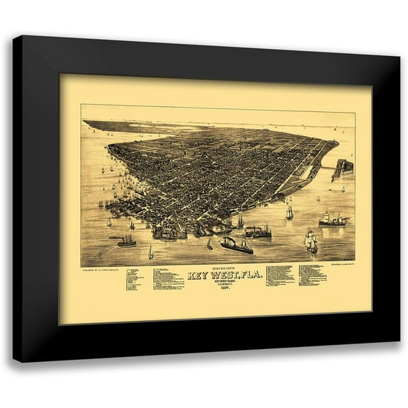 Stoner 14x11 Black Modern Framed Museum Art Print Titled - Key West Florida - Stoner 1884