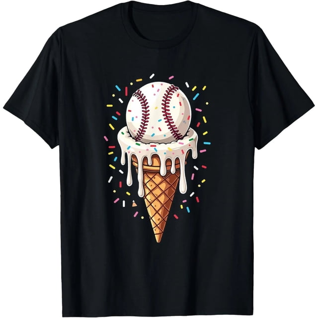 Playera de Béisbol con Diseño de Cono de Helado Goteante para Mujer