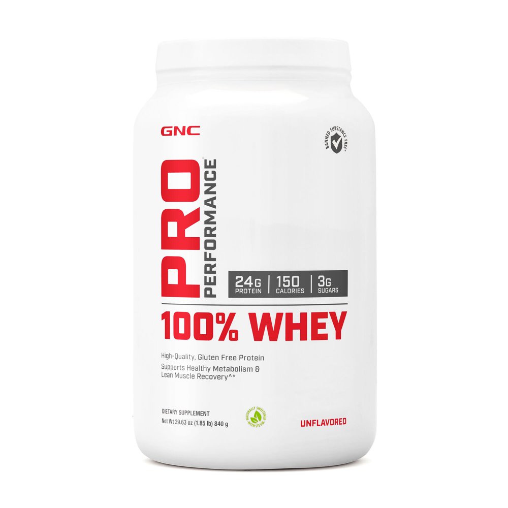 GNC Pro Performance 100 Whey, Unflavored, 25 Servings, Supports Healthy