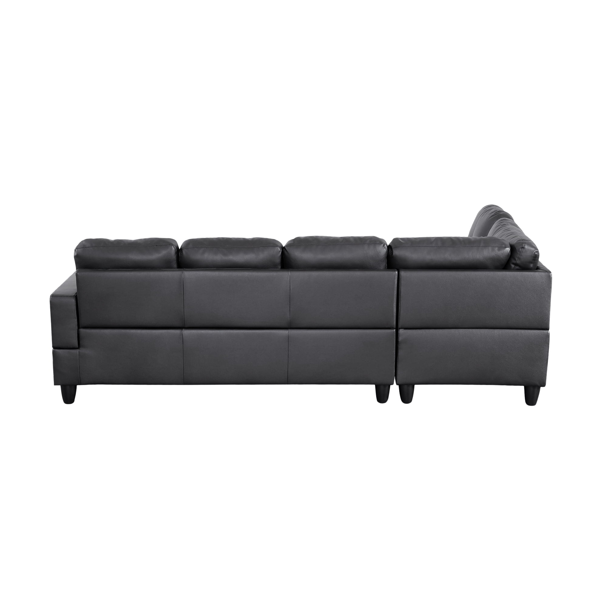 MAYEERTY 103.5" Modular Sofa, 3-Piece Sectional Couches for Living Room, Faux Leather Sofa Set with Ottoman, Black(Left)
