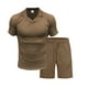 thumbnail image 5 of Mangas de Mano para Hombres Casual Sólido de Manga Corta Cuello Redondo Blusa Y Pantalones Cortos Conjunto, Traje de Dos Piezas de Poliéster de Moda para el Uso Diario de Primavera Verano, 5 of 6