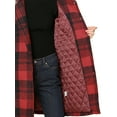 thumbnail image 6 of MODA NOVA Juniors Long Sleeves Detachable Faux Fur Trim Plaid Overcoat with Hood Red Black XS, 6 of 6