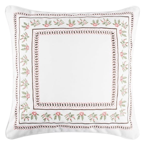 - Maileen Dusty Rose - Decorative Pillow (18 x 18in.) - Embroidered Floral - Pink, Green, White