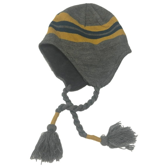Ben Berger Boys Gray Blue & Yellow Stripes Fleece Lined Trapper Hat