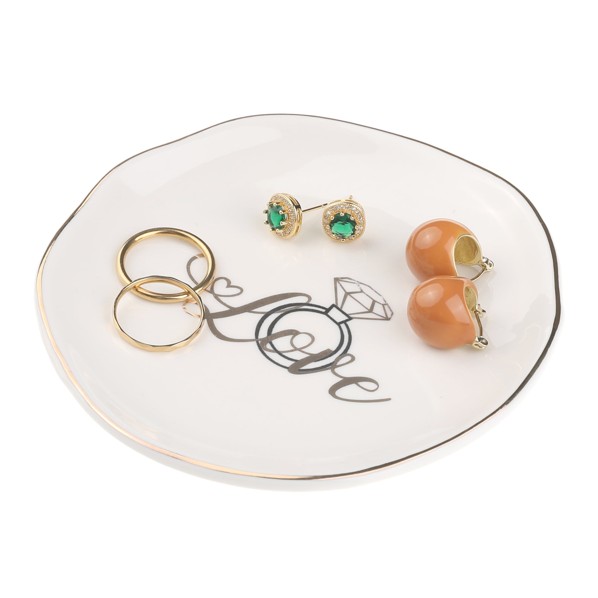 Unique Bargains Ceramic Jewelry Tray Decorative Trinket Dish Jewelry Boxes White