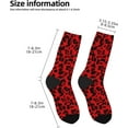 thumbnail image 5 of N/A Red Leopard Pattern Print Adult Athletic Crew Socks Men Women Long 7-8.3 In 18-21cm, 5 of 8