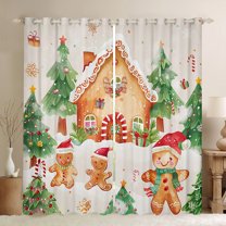 Castle Fairy Gingerbread Man Curtains Pack Of 2 (42X84 Each) for Kids Children Boys Girls,Red Candy Cane Curtains Blackout,Merry Christmas Xmas Bedroom Curtains,Lightweight Room Decor