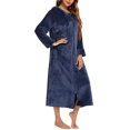 thumbnail image 3 of yillto Flannel Nightgowns for Women Long Sleeve Hoodie Zip up Sleepwear Full Length Pajama Dresses, 3 of 6