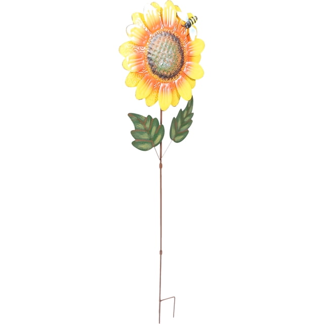 WASHWEPE Estaca De Metal Para Jardín Con Adorno De Girasol Para Patio Y Macetas
