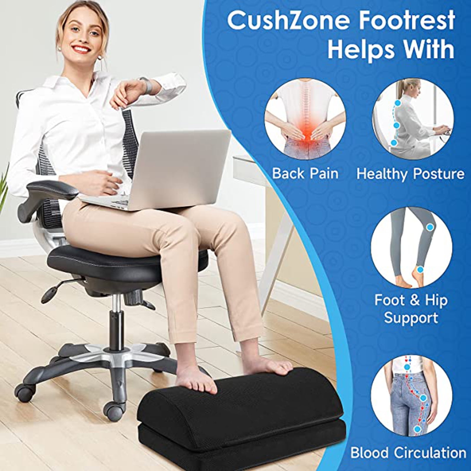 Dikdoc Foot Rest for Under Desk at Work, Home Office Foot Stool, Ottoman Foot Massager for Plantar Fasciitis Relief, Soft Silicone Footrests, Anti-Fa