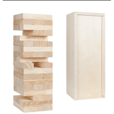 54-Piece Wooden Block Stacking Game - Classic Tumbling Tower with Storage Box