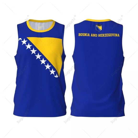 Bosnia And Herzegovina Flag Men Basketball Sports Jersey Fitness Multifunction Sleeveless tshirt Exclusive Custom Name Nunber