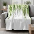 thumbnail image 2 of Green Blanket Soft Cozy Warm Throw Blanket for Couch, Plush Fuzzy Flannel Fleece Blankets for Sofa, Summer Botanical Leaves Watercolor Bed Blankets Lightweight Gifts for Women, 50"x80", 2 of 9