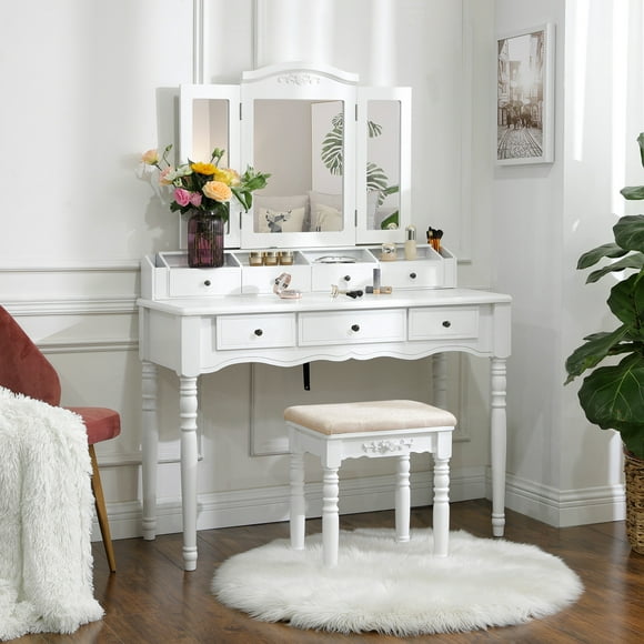 White Vanity Sets with Mirrors