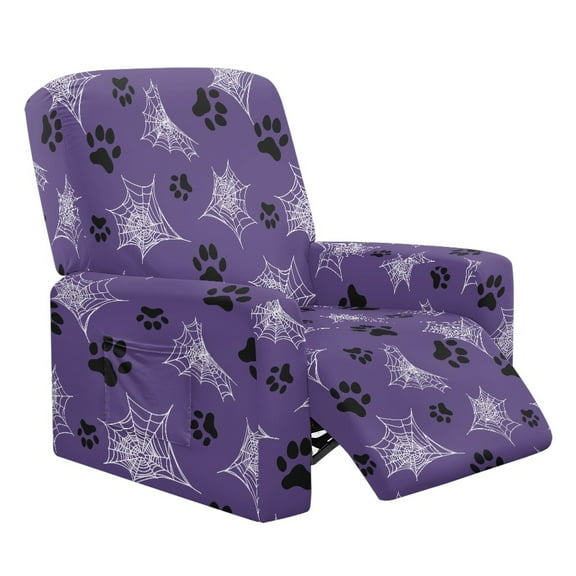 HELLHERO Dog Paw Print Recliner Couch Covers Slipcovers Spider Web Print Lazy Boy Chair Covers for Reclining Chair Skin Friendly Breathable Reclining Furniture Protectors with Pockets