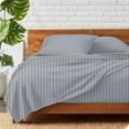 thumbnail image 3 of 800 Thread Count 100% Egyptian Extra Long Staple Cotton Sheet Set, 4 Pc Set, Sateen Weave, Hotel Collection Soft Luxury Bedding, Fits Upto 15" Inch Deep Pocket (Silver Stripe, Queen Size), 3 of 8