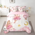thumbnail image 2 of Manfei Cute Ballet Princess 7-Piece Twin Bedding Sets,Pink Girl Bedding Comforter Set,Cartoon Hot Air Balloon Sheet Sets For Kids,Luxury Bedroom Decor Reversible, 2 of 8