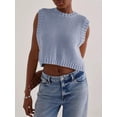 thumbnail image 5 of ZAXARRA Women Backless Tie Up Knit Crop Sweater Vest Sleeveless Round Neck Split Open Back Pullover Summer Tank Tops, 5 of 8