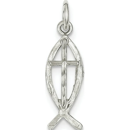 Ichthus Jewelry Leslies Fine Jewelry Designer 925 Sterling Silver Ichthus (Fish) (9x22mm) Pendant Gift Box Included ()