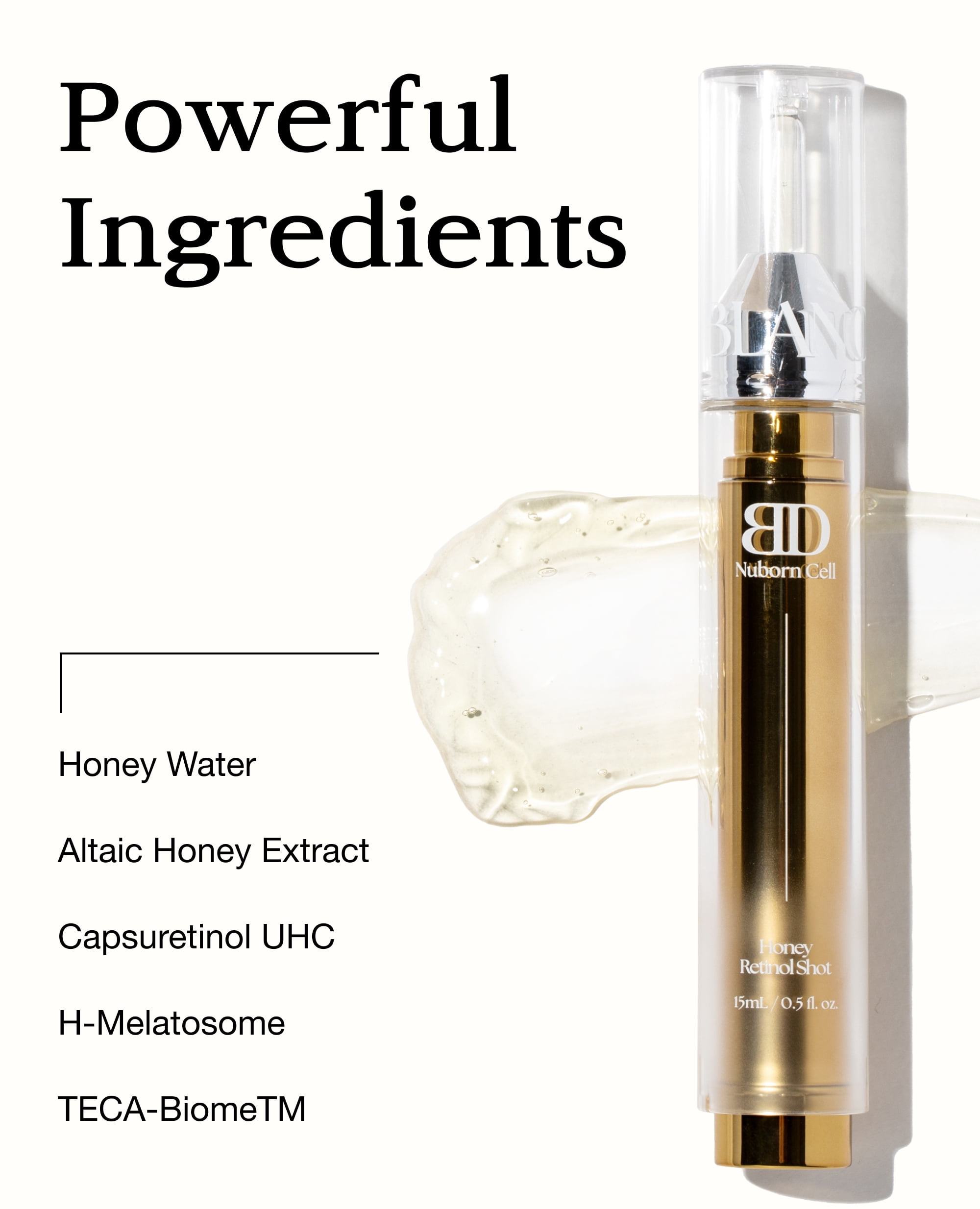BLANC DUBU Nuborn Cell Honey Retinol Shot Serum Low-Irritation Capsuretinol with Acacia Honey TECA-Biome Anti-Aging Wrinkle Serum for Sensitive Skin 0.51 fl oz