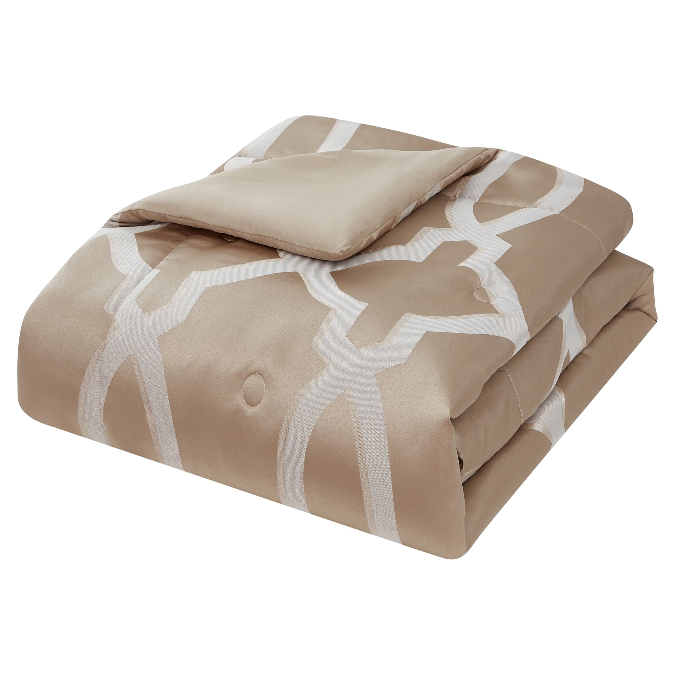 Mainstays Artemis 7-Piece Taupe Trellis Comforter Set, King