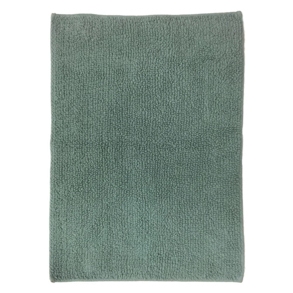 Reversible Dark Aqua Blue Plush Pile Throw Rug 23x38 Cotton Bath Mat