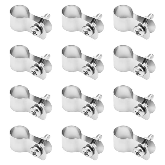 Uxcell 12-Pack Brace Bands Chain Link Fence Parts, 1/2 Inch Galvanized Steel Chain Link Brace Band with Bolts and Nuts for Fence/Gate