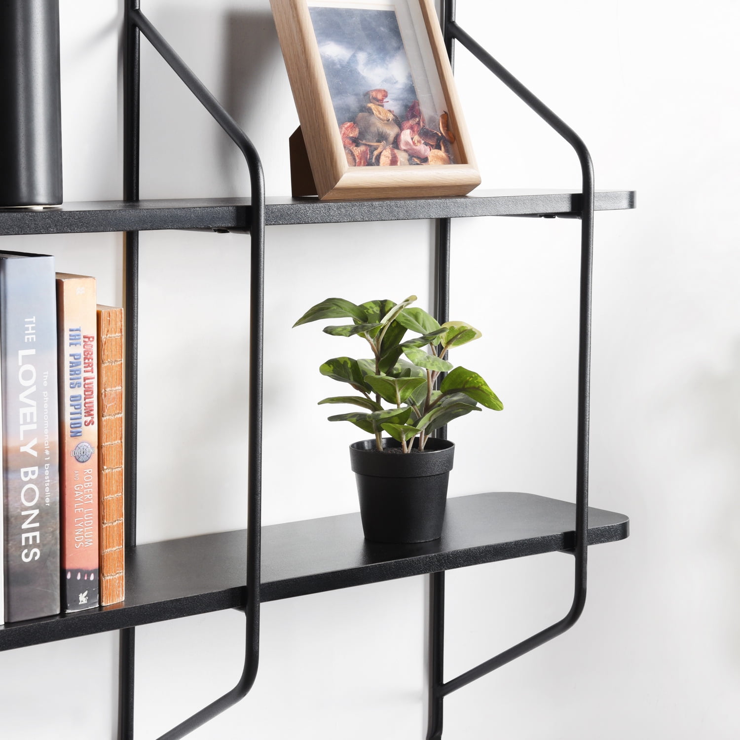 Kepooman 2-tier Shelving Unit Garage Storage Utility Rack Heavy Duty Shelves Organization, Multipurpose Shelf Warehouse Basement Kitchen Living Room pantry, 25.6"L x 8.26"W x 29.3"H, Black
