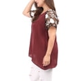 thumbnail image 5 of MODA NOVA Junior's Plus Mesh Panel Raglan Sleeves Sheer Top Red 2X, 5 of 7