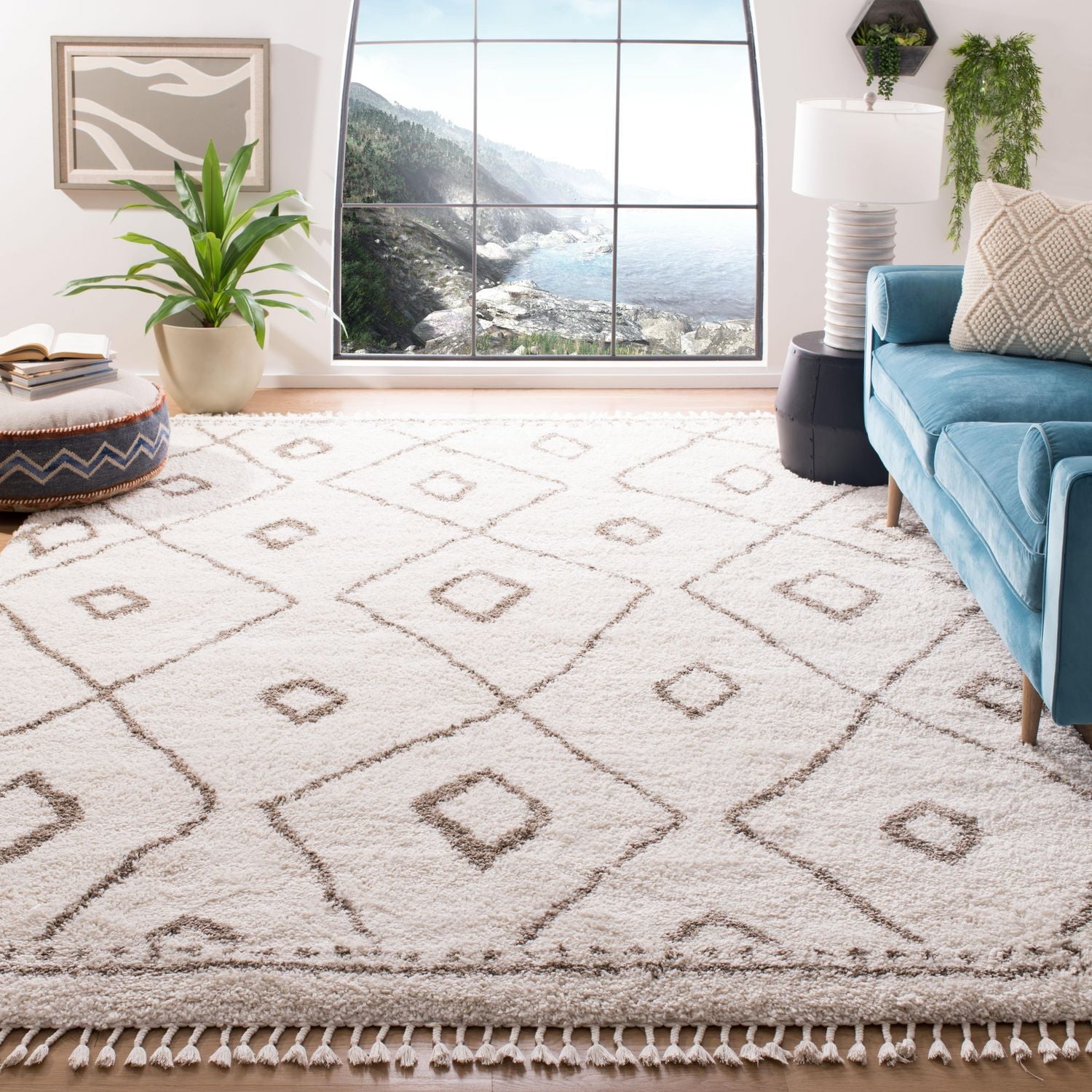Safavieh Moroccan Fringe Barclay Geometric Shag Area Rug