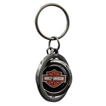 Harley-Davidson Classic Bar & Shield Logo Spinner Key Chain - Black/Orange, Harley Davidson