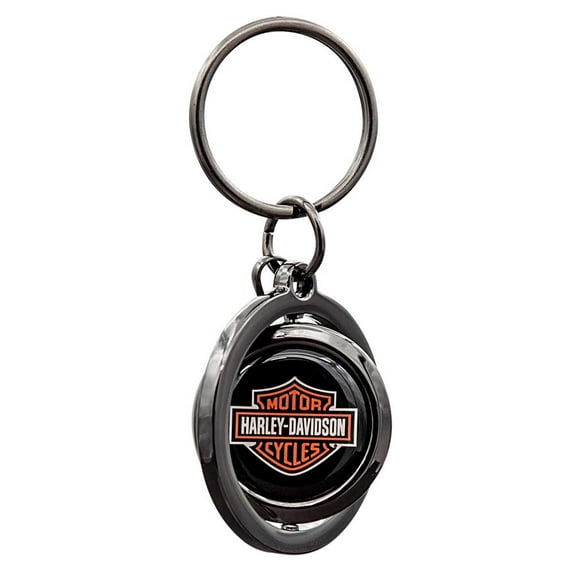 Harley-Davidson Classic Bar & Shield Logo Spinner Key Chain - Black/Orange, Harley Davidson