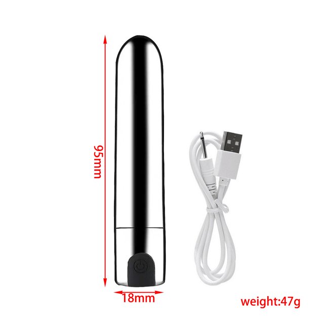 Mini vibrador de bala recargable por USB de 10 frecuencias, vibrador, masturbación femenina, juguetes sexuales eróticos para adultos, largo y redondo (negro) XianweiShao 1327533021005