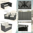 thumbnail image 5 of Patiojoy 4-Piece Rattan Wicker Patio Outdoor Furniture Sofa Set with Cushions & Tempered Glass Table, 5 of 10