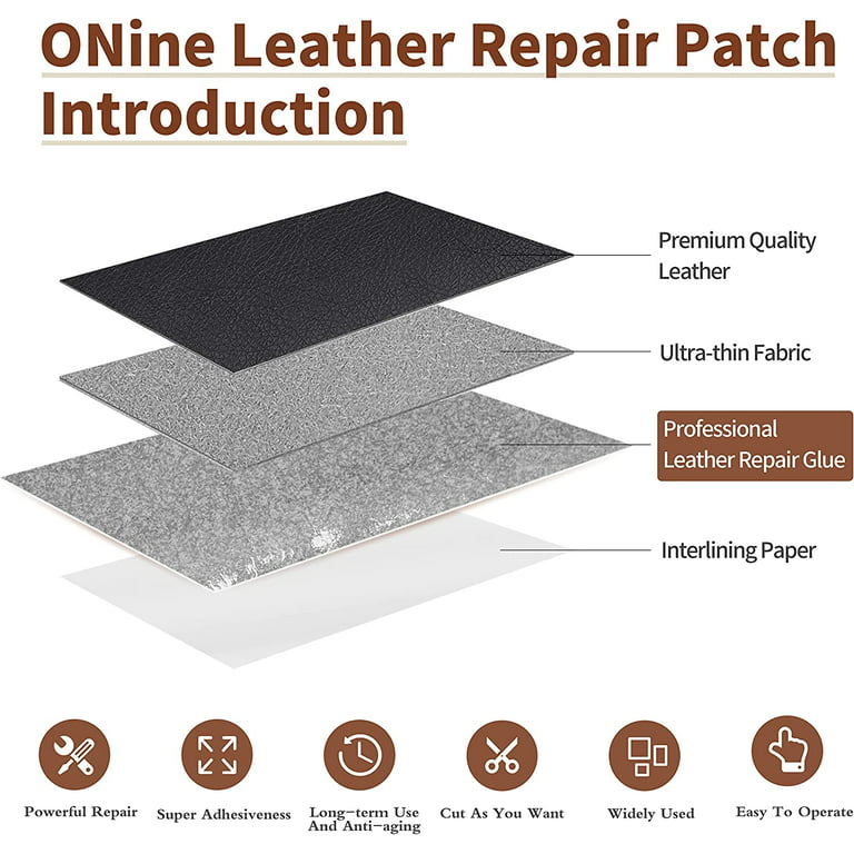ONINE Leather Tape 3x60 inch Self-Adhesive Leather Repair Patch for Sofas, Couch, Furniture, Drivers Seat(black)