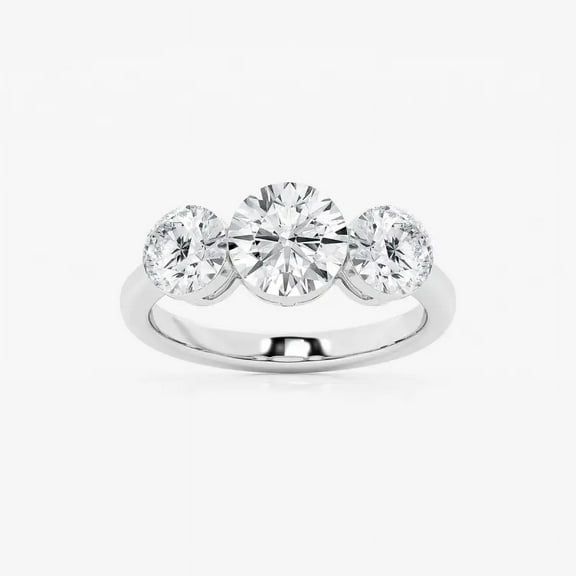 Cloud Jewel 14K White Gold Over Wedding Anniversary Rings - 2.4 Ct Round Cut Diamond Rings - Engagement Wedding Bezel Set Ring for Women's - Causal Office Wear Rings - Special Occasion Ring Women's
