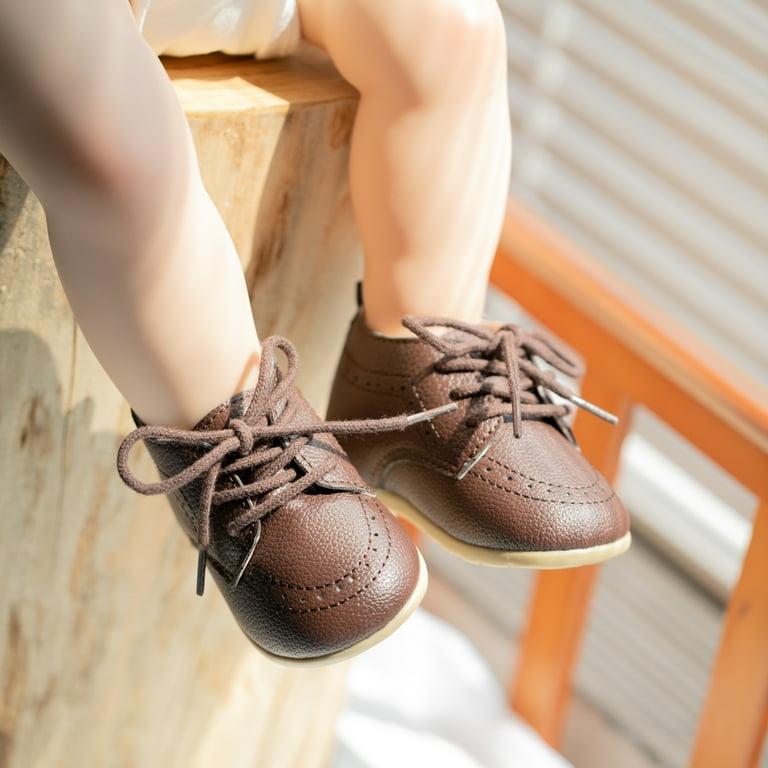 HsdsBebe Baby Oxford Dress Shoes, Lace-up Soft PU Leather - Main Image