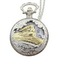 thumbnail image 1 of Train à Vapeur Chaîne Antique Pendentif Locomotive Montre de Poche Design Train, 1 of 4