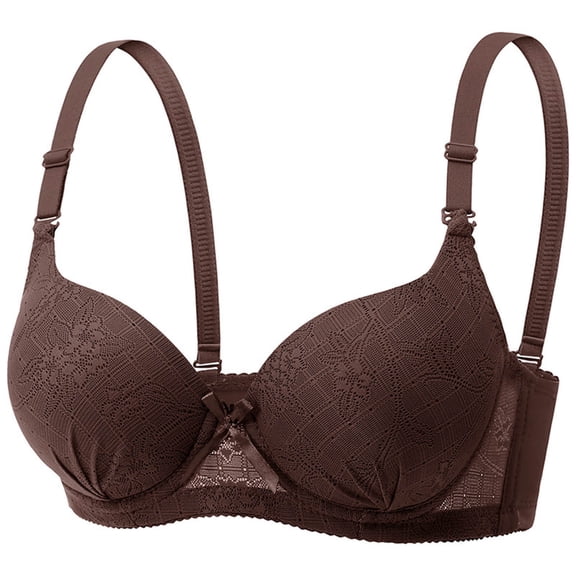 MGDXOX Women's Lace Bras No Underwire Push Up Bra Bralette Adjustable Straps Lightly Lined Everyday Comfort Bras Coffee 36