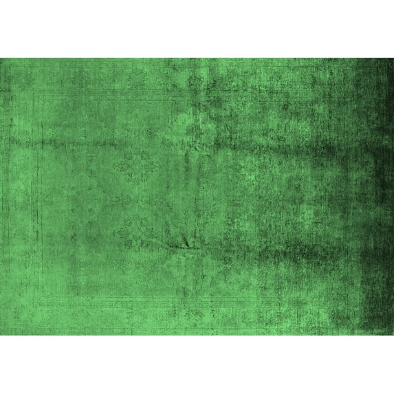 Ahgly Company Indoor Rectangle Oriental Emerald Green Industrial Area Rugs, 4' x 6'