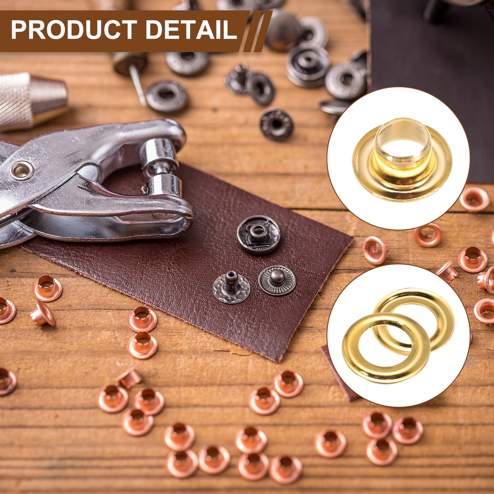 Unique Bargains Grommets Eyelets with Washers Crafting Repair Gold/Silver/Gray/Bronze 5mm