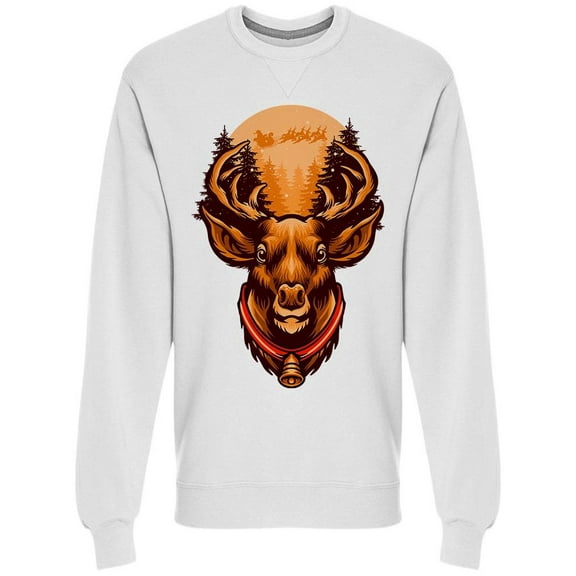Deer Head Forest Cartoon Sweatshirt Men -Image by Shutterstock, Male 3X-Large
