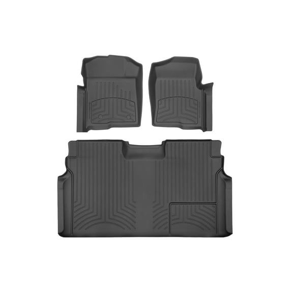 WeatherTech FloorLiner HP Custom Fit Floor Mats compatible with Ford F-150, F-150 SVT Raptor - 1st & 2nd Row, Black