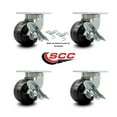 thumbnail image 2 of 6 Inch Extra Heavy Duty Phenolic Wheel Caster Set 4 Brakes 2 Swivel Locks SCC, 2 of 2