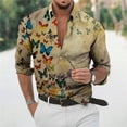 thumbnail image 2 of Camisas de moda para hombre, camisa hawaiana con mariposas, camisa con estampado 3D de flores de manga larga, camiseta de playa con cuello en V de gran tamaño, ropa para hombre, 2 of 4