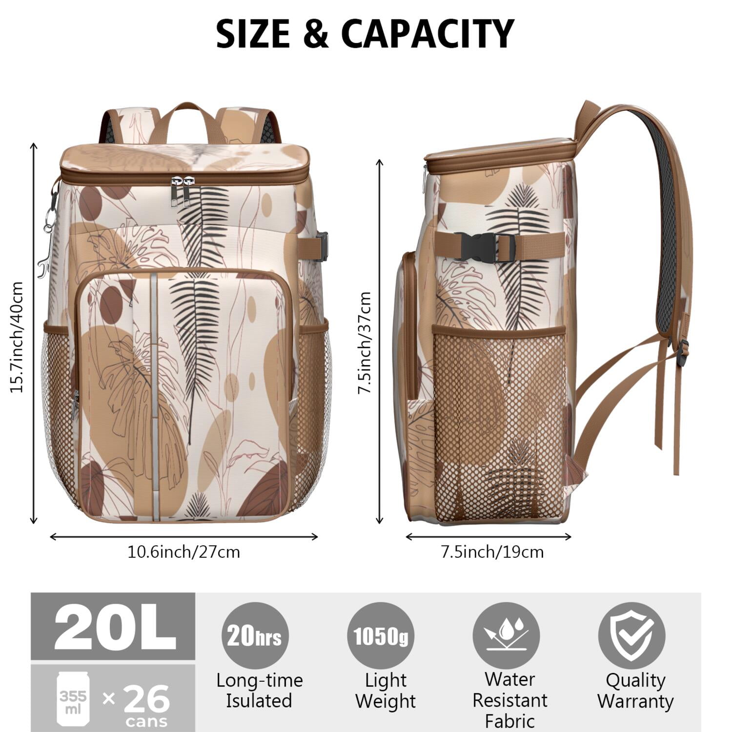 Travel Cooler Bag - Boho Bohemian Art Camping Beer Cooler Backpack with Bottle Opener- Waterproof Insulated Picnic Backpacks - Cooler Bag for Beach