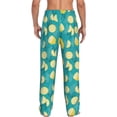 thumbnail image 3 of Goofa Lemon Blue Printed Soft Pajama Pants for Men, Wide Leg Comfy Casual Lounge Yoga Pants-Medium, 3 of 9